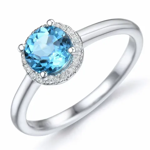 pyöreä topaasi timanttisormus 14 karaatin valkokultaa 1,08 ct 0,08 ct