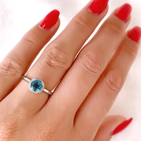 pyöreä topaasi timanttisormus 14 karaatin valkokultaa 1,08 ct 0,08 ct