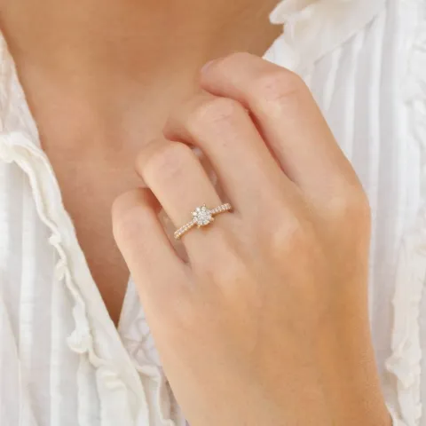 pyöreä timanttisormus 14 karaatin kultaa 0,10 ct 0,36 ct