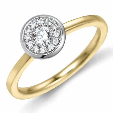 pyöreä timanttisormus 14 karaatin kulta ja valkokultaa 0,15 ct 0,09 ct