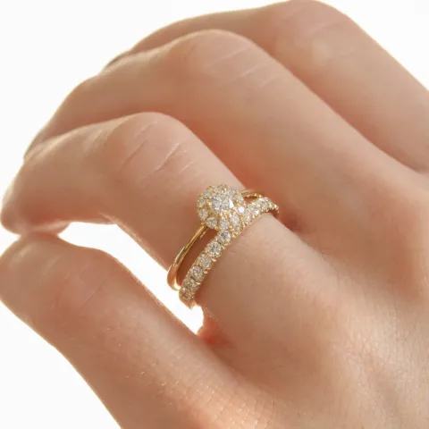 pyöreä timanttisormus 14 karaatin kultaa 0,20 ct 0,15 ct