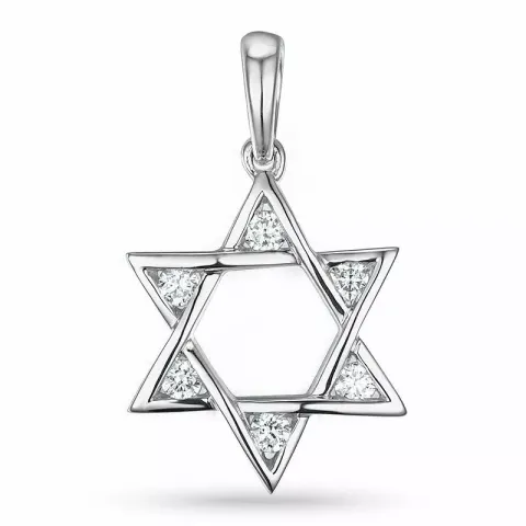 Daavidin tähti timanttiriipus 14 karaatti valkokultaa 0,18 ct