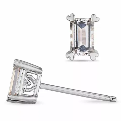 neliskulmainen Morganite korvarenkaat 14 karaatin valkokultaa kanssa Morganite