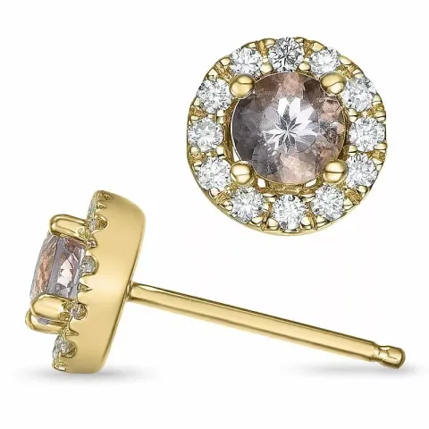pyöreitä Morganite timanttikorvakorut 14 karaatin kultaa kanssa Morganite ja timantti
