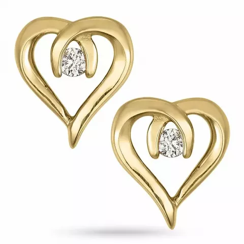 Sydän timantti nappikorvakorut 14 karaatin kultaa kanssa timanttia 