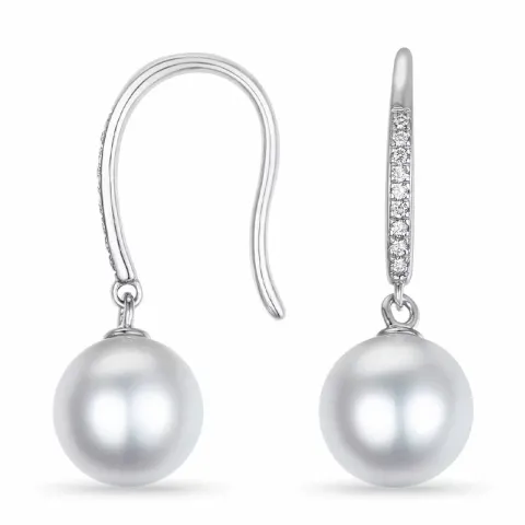 pitkät helmi briljanttikorvakorut 14 karaatin valkokultaa kanssa timantti 