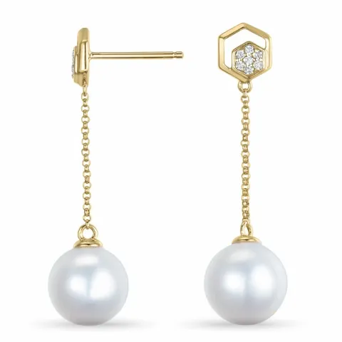 pitkät helmi briljanttikorvakorut 14 karaatin kultaa kanssa timantti 