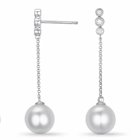 pitkät helmi briljanttikorvakorut 14 karaatin valkokultaa kanssa timantti 