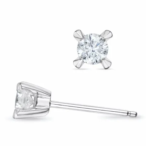 2 x 0,20 ct solitaire-nappikorvakorut 14 karaatin valkokultaa kanssa timantti