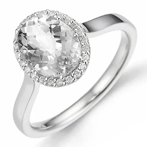 ovaali kvartsi timanttisormus 14 karaatin valkokultaa 2,0 ct 0,12 ct