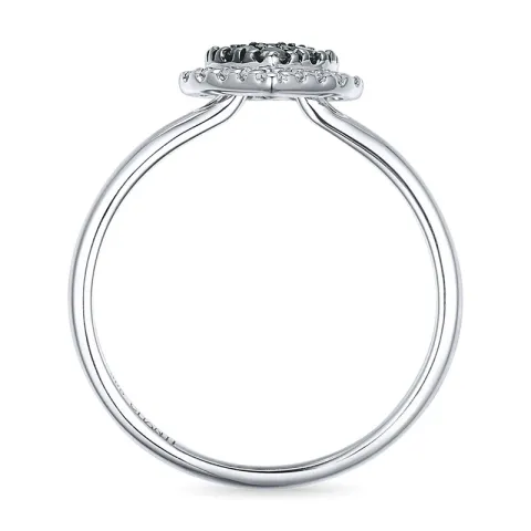 sydän musta timantti sormus 14 karaatin valkokultaa 0,13 ct 0,09 ct