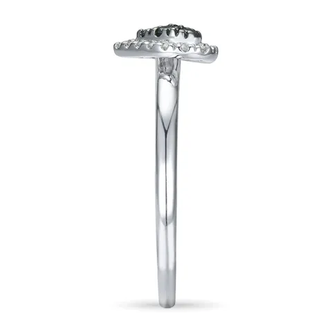 sydän musta timantti sormus 14 karaatin valkokultaa 0,13 ct 0,09 ct