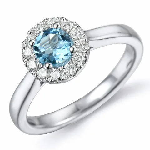 pyöreä topaasi timanttisormus 14 karaatin valkokultaa 0,65 ct 0,22 ct