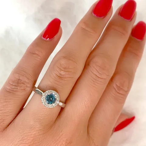 pyöreä topaasi timanttisormus 14 karaatin valkokultaa 0,65 ct 0,22 ct