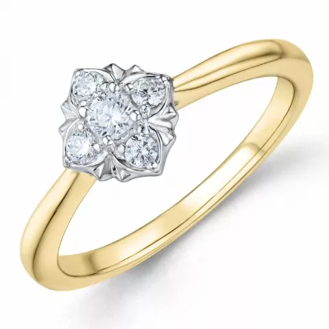 elegantti timantti sormus 14 karaatin kulta ja valkokultaa 0,20 ct
