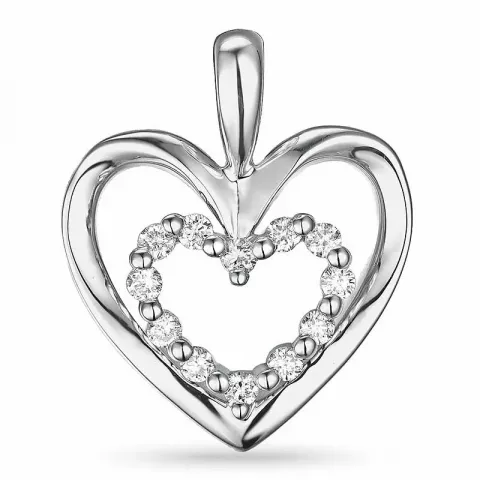 Sydän timantti riipus 14 karaatti valkokultaa 0,18 ct