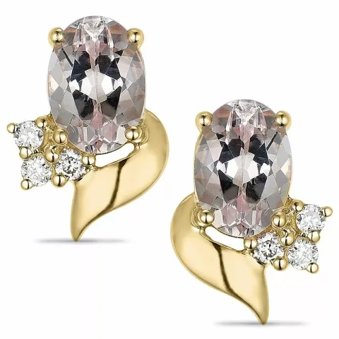 kukka Morganite timanttikorvakorut 14 karaatin kultaa kanssa timantti ja Morganite