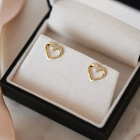 Sydän timantti nappikorvakorut 14 karaatin kultaa kanssa timanttia 