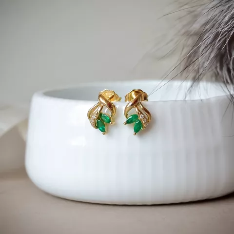 kukka smaragdi timanttikorvakorut 14 karaatin kultaa kanssa timantti ja smaragdi 