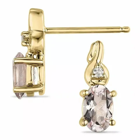 Morganite timanttikorvakorut 14 karaatin kultaa kanssa timanttia ja morganite