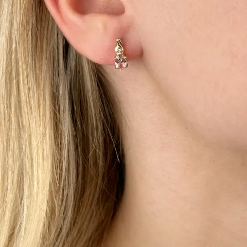 Morganite timanttikorvakorut 14 karaatin kultaa kanssa timanttia ja morganite