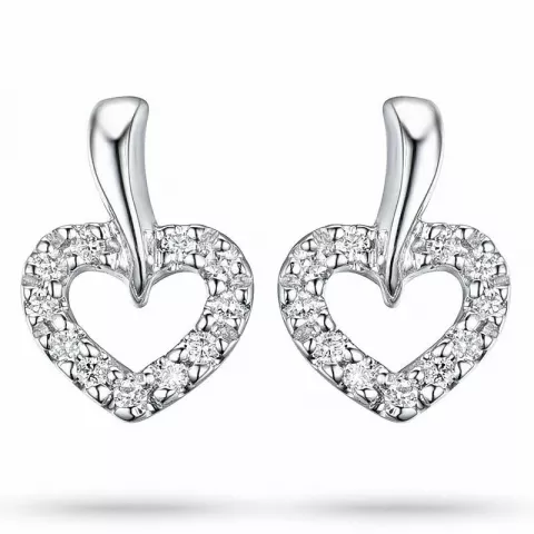 Sydän timantti korvarenkaat 14 karaatin valkokultaa kanssa timanttia 
