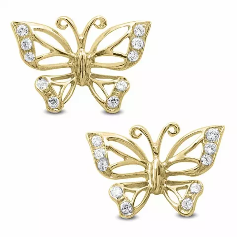 Perhoset timantti nappikorvakorut 14 karaatin kultaa kanssa timanttia 