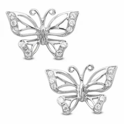 Perhoset timantti nappikorvakorut 14 karaatin valkokultaa kanssa timanttia 