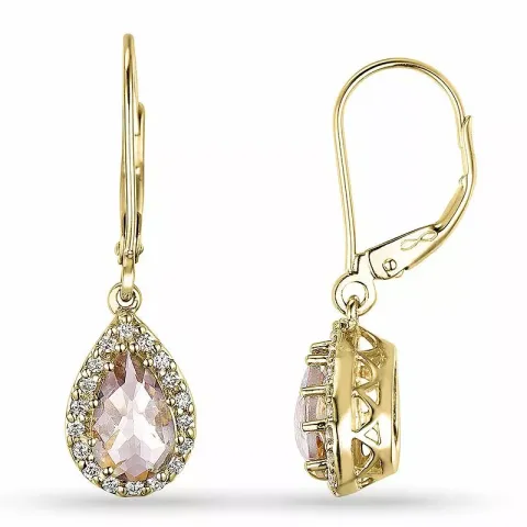 pitkät pisara Morganite timanttikorvakorut 14 karaatin kultaa kanssa Morganite ja timantti