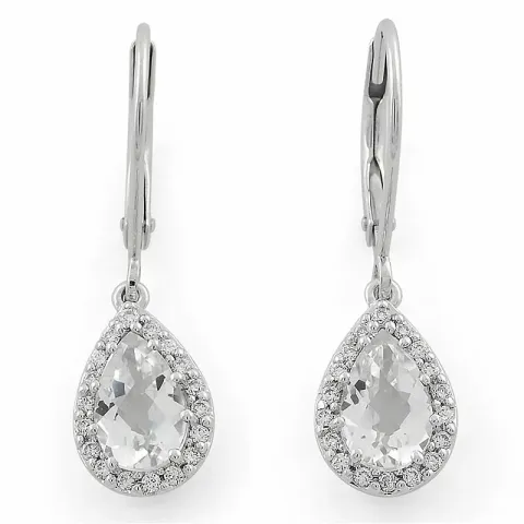 pisara valkoinen kvartsi timanttikorvakorut 14 karaatin valkokultaa kanssa timantti ja kvartsi 