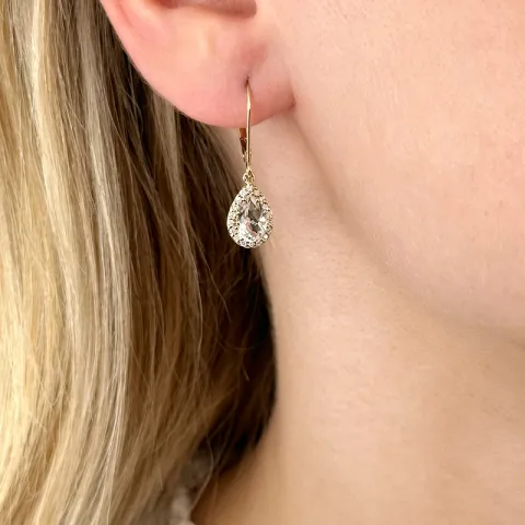 pisara valkoinen kvartsi timanttikorvakorut 14 karaatin kultaa kanssa timantti ja kvartsi 