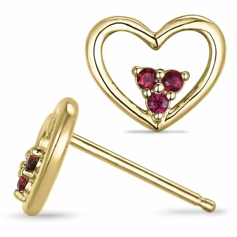 Sydän rubiini nappikorvakorut 14 karaatin kultaa kanssa rubiinia 