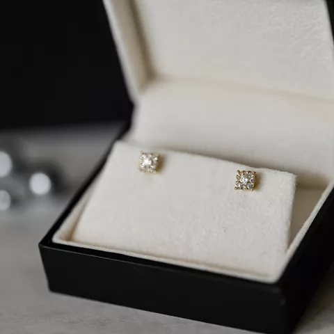 Neliskulmainen timanttikorvakorut 14 karaatin kultaa kanssa timantti ja timantti 