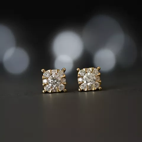 Neliskulmainen timanttikorvakorut 14 karaatin kultaa kanssa timantti ja timantti 