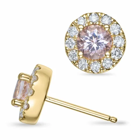 pyöreitä Morganite timanttikorvakorut 14 karaatin kultaa kanssa Morganite ja timantti