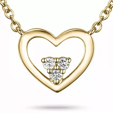 42 cm sydän timantti riipus kaulakoru 14 karaatti kultaa 0,05 ct