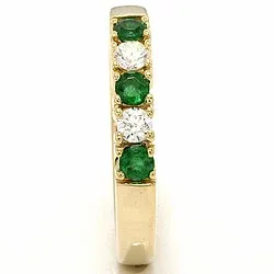 voimakkaat smaragdi alianssisormus 14 karaatin kultaa 2 x 0,10 ct