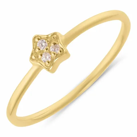 Simple Rings tähti sormus kullattua hopeaa valkoista zirkonia
