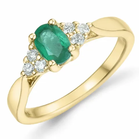 smaragdi briljanttisormus 14 karaatin kultaa 0,47 ct 0,14 ct