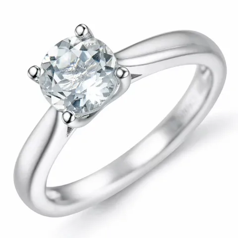 kvartsi solitaire-sormus 14 karaatin valkokultaa 0,95 ct