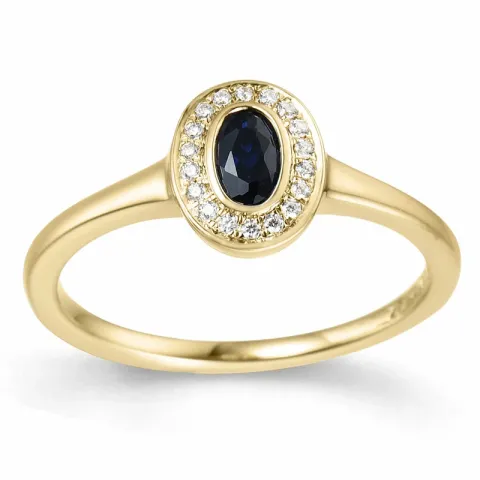 ovaali safiiri briljanttisormus 14 karaatin kultaa 0,35 ct 0,072 ct