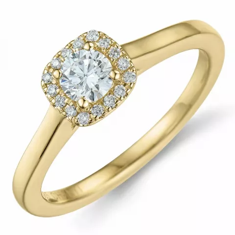 neliskulmainen timantti sormus 14 karaatin kultaa 0,26 ct 0,064 ct