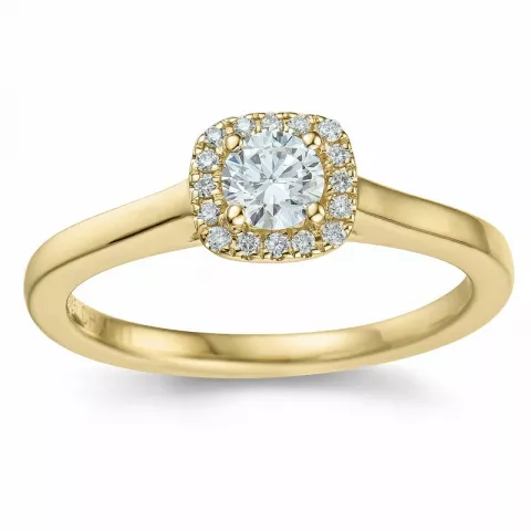 neliskulmainen timantti sormus 14 karaatin kultaa 0,26 ct 0,064 ct