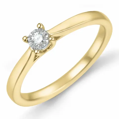 timantti solitaire-sormus 14 karaatin kultaa 0,051 ct