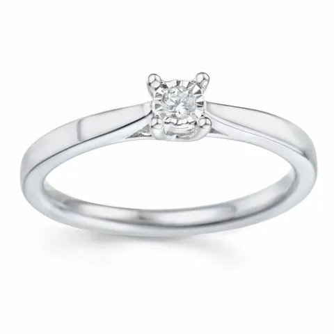 timantti solitaire-sormus 14 karaatin valkokultaa 0,051 ct