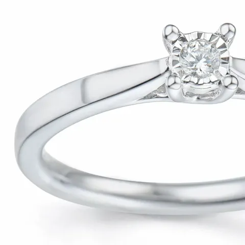 timantti solitaire-sormus 14 karaatin valkokultaa 0,051 ct