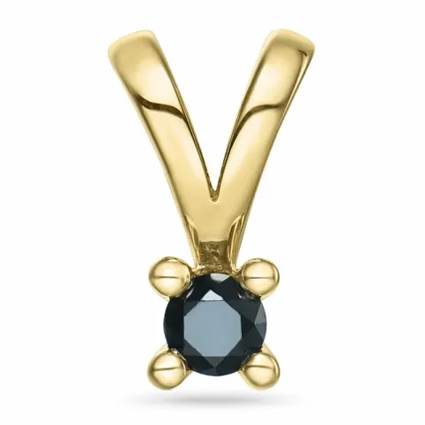 0,15 ct musta timantti solitaire-riipus 14 karaatti kultaa 0,15 ct