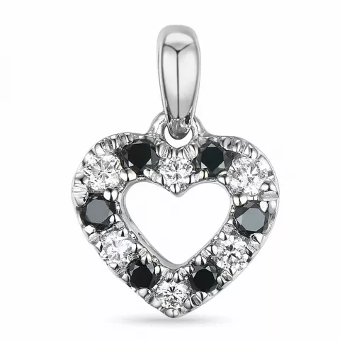 sydän musta timantti timanttiriipus 14 karaatti valkokultaa 0,104 ct 0,102 ct