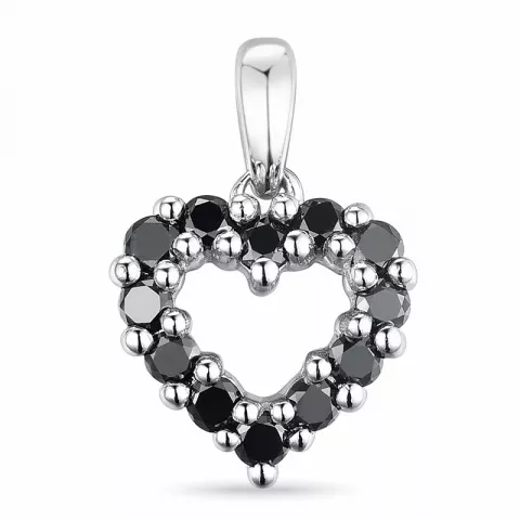 sydän musta timantti riipus 14 karaatti valkokultaa 0,264 ct