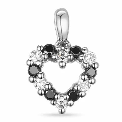 sydän musta timantti timanttiriipus 14 karaatti valkokultaa 0,132 ct 0,132 ct
